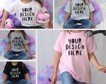 Gildan 5000b Mockup Bundle, Youth Gildan Mockup Bundle, Kids White T-shirt Mock up, Toddler Mockup, Model Mockups, Pink, Ash, Sport Grey