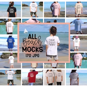 All Beach Kids Mockups Bundle, Current & Future, Summer Gildan 5000b Mockups, Bella Canvas 3001T 3001Y  Mock Ups, Youth Mockup Toddler Child
