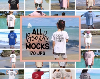 All Beach Kids Mockups Bundle, Current & Future, Summer Gildan 5000b Mockups, Bella Canvas 3001T 3001Y  Mock Ups, Youth Mockup Toddler Child