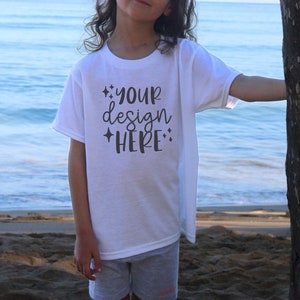 Kids Mockups, White Gildan 5000b Mockup Bundle, Beach Mockup, Youth Tshirt Mockup, Kids Tshirt Mockup, Toddler Mockup
