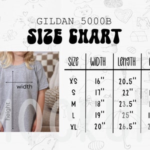Gildan 500B Size Chart, Gildan 5000B Kids Size Chart,Kid Tshirt Measurements 5000B Size Chart, Youth Size Chart Gildan Shirt Kids Size Chart