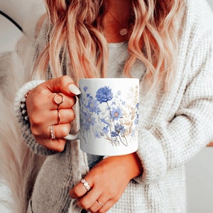 Lisianthus Delphiniums Chrysanthemums Watercolor Floral Coffee Mug 11 oz ** Free Shipping*
