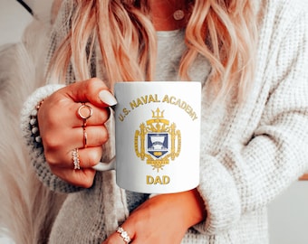 U.S. Naval Academy Dad Coffee Mug - 11 oz White Ceramic - Perfect Gift for Navy Dads Free Shipping