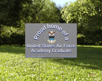 Personalized Silver Proud Home of a US Air Force Academy Graduate Yard Sign 18 x 12 Inches Free Shipping