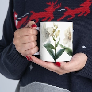 May Birth Flower Lily of the Valley Coffee Mug 11 oz - Unique Pressed Flower Watercolor Design **Free Shipping**