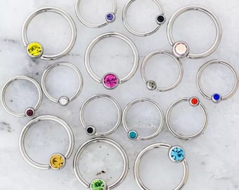 STEEL GEM CAPTIVE bead rings