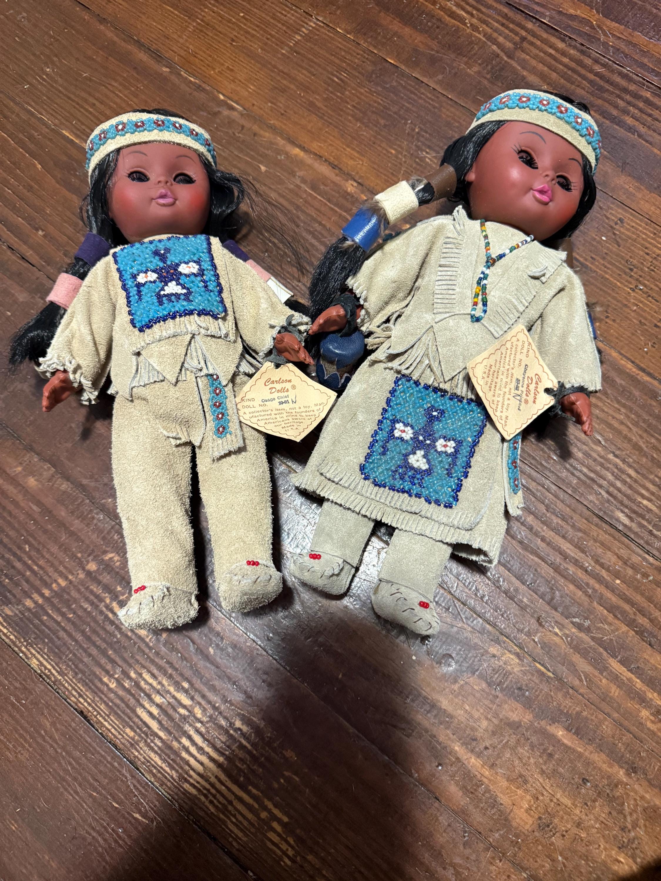 Vintage Carlson Dolls – Osage Chief & Cheyenne Princess – Handmade