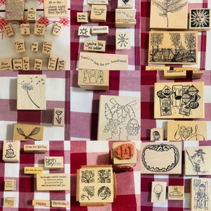 Carimbos de borracha (Vintage) para criar tudo que é novo. Feriados, amizade, estações do ano, humor. Ótimos para scrapbooking ou cartões (73) no total