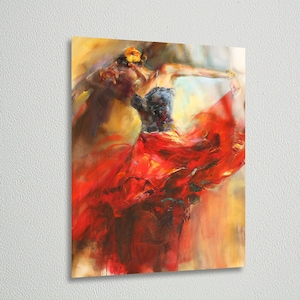 Spanish Dancer Art,Dancer Wall Niche, Custom Printing, Original Painting, Glass Wall Dancer, Custom Birthday, Birthday Gift for Dancer Girl