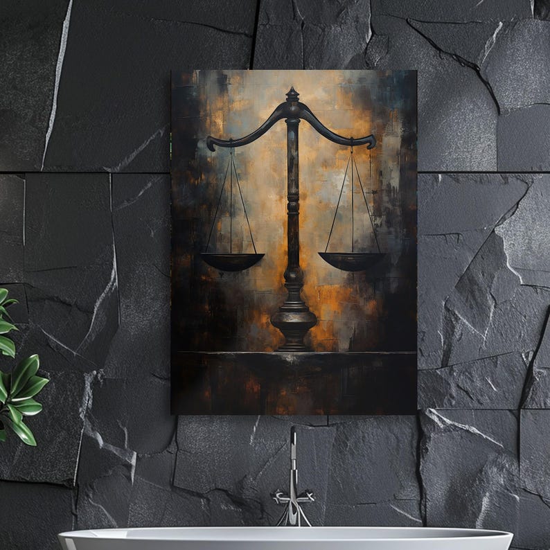 Scales of Justice, Bathroom Wall Decor, Spiritual Wall Art, Gift for ...
