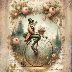 De trappende Aristokikker | Decoratief kunstpapier | Grillige kikker Art Print | Hoge kwaliteit | Papier- en formaatopties