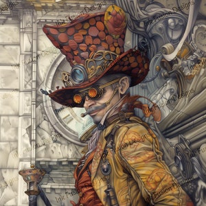 Atticus der Architekt | Dekoratives Kunst Papier | Viktorianischer Steampunk Architekt | Hohe Qualität | Mehrere Papier- und Größenoptionen verfügbar