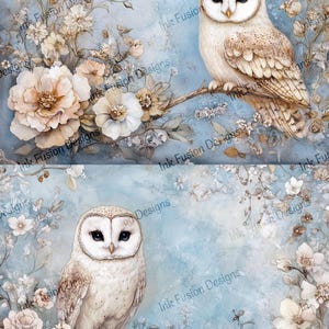 Vintage Owl & Floral Art Paper: Garden Eve Design