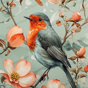 Fiori e canti di uccelli / Carta decorativa / Sinfonia di fiori di corniolo / Alta qualità / Opzioni di carta e dimensioni