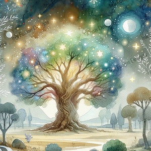 L'albero dei sogni / Carta decorativa / Albero dei sogni incantato / Alta qualità / Opzioni di carta e dimensioni