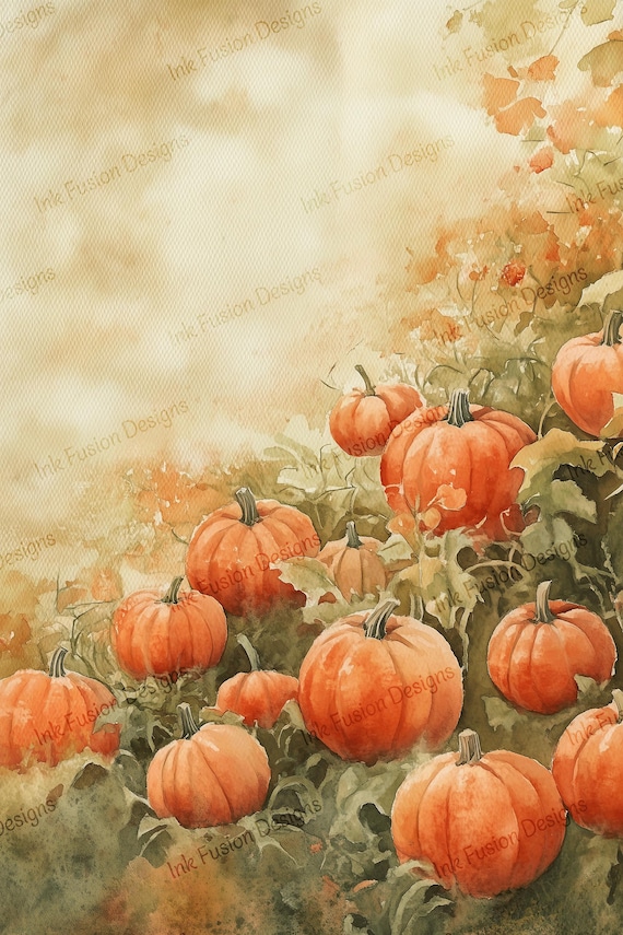 Pumpkin Patch Art Print | Rustic Farmhouse Watercolor