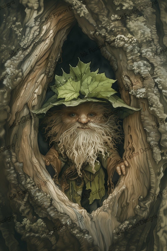 Forest Gnome Art Print: Woodland Whimsical Decor Paper