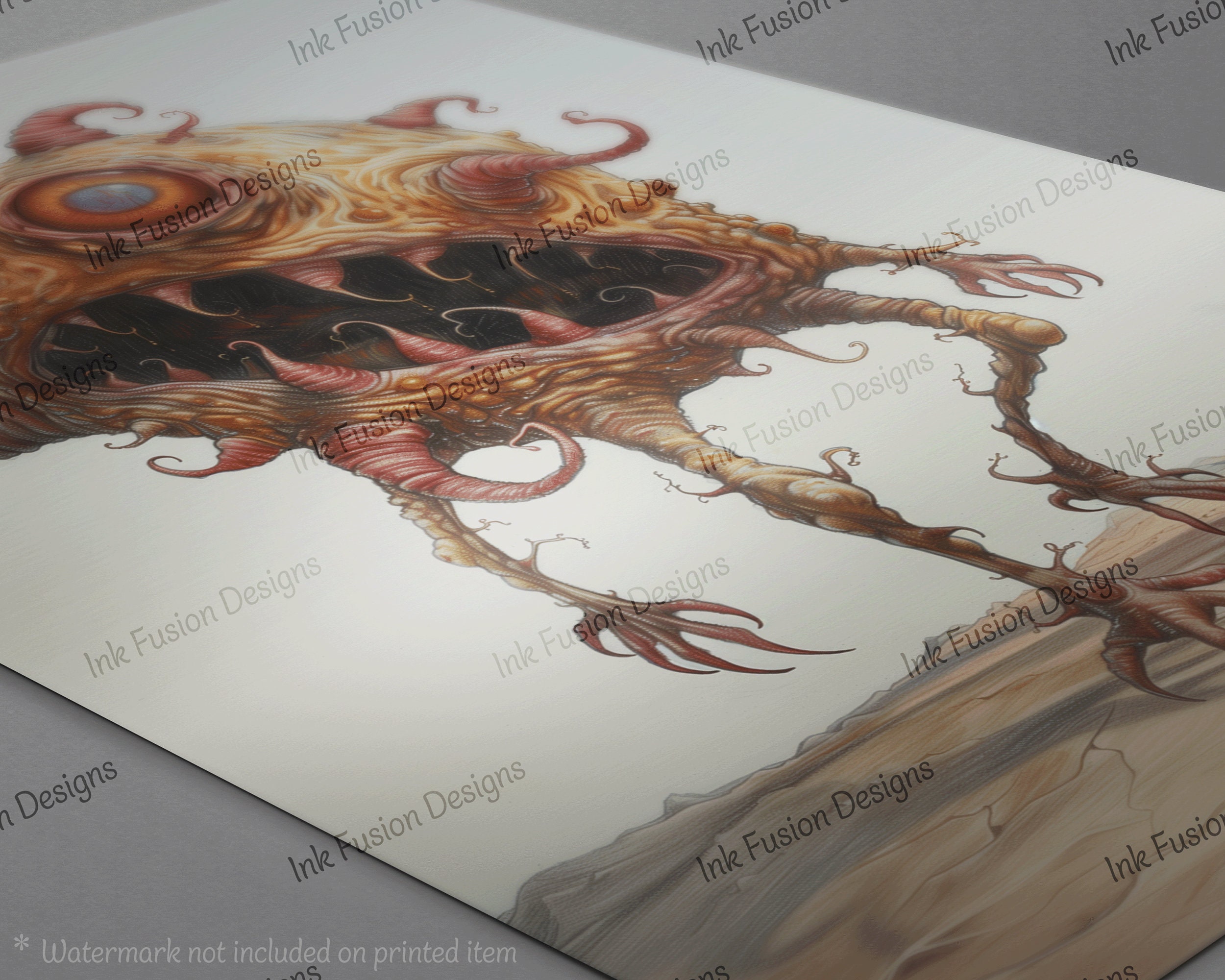 One-eyed Alien Art Print: Tentacled Horror Creature - Etsy