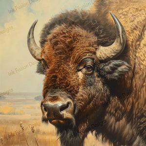 Majestueuze bizon | Decoratief kunstpapier | Rustieke wildernis van de prairie | Hoge kwaliteit | Papier- en formaatopties