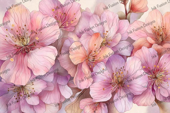 Watercolor Hibiscus Flower Art Paper: Pink Floral Print