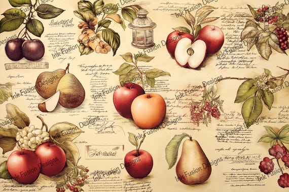 Vintage Apple, Pear Art Paper