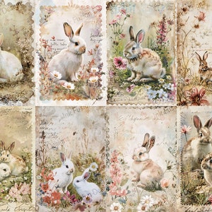 Springtime Bunny Art Paper: Victorian Floral Ephemera for Scrapbooking