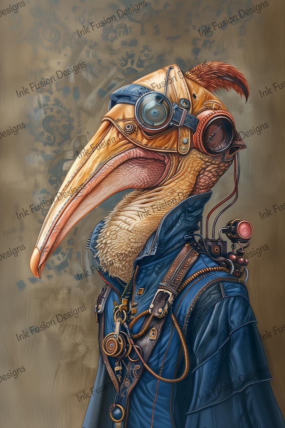 Steampunk Pelican Art Print: Magnus Beakwright Fantasy Bird