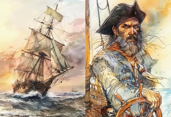 Pirate Captain Townsend & The Moselle Ship Art Print