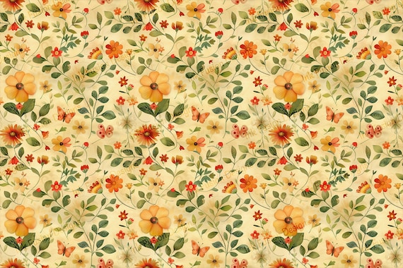 Floral Garden Art Paper: Vintage Chintz Print for Decoupage