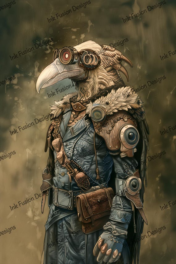 Steampunk Bird Art Print: Admiral Talon Fantasy Decor