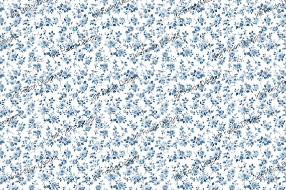 Blue Floral Chintz Decoupage Paper: Vintage Style Art Paper
