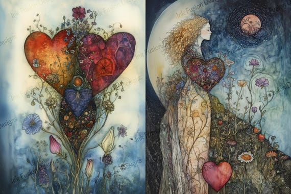 Hearts of the Wild Art Paper: Celestial Floral Guardian Print