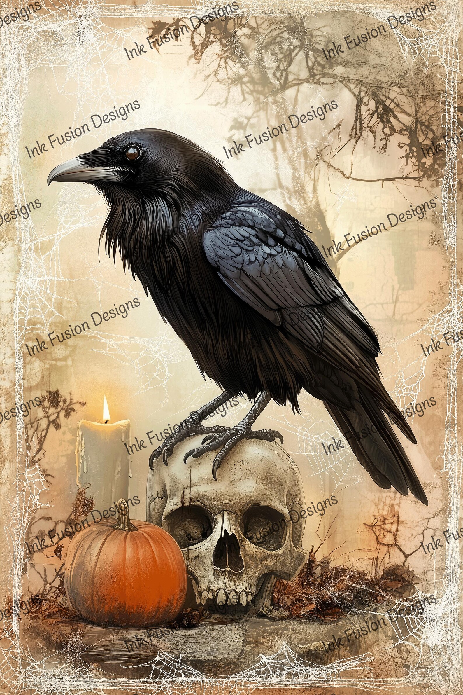 Raven Skull Art Print | Dark Academia Gothic Decor - Etsy