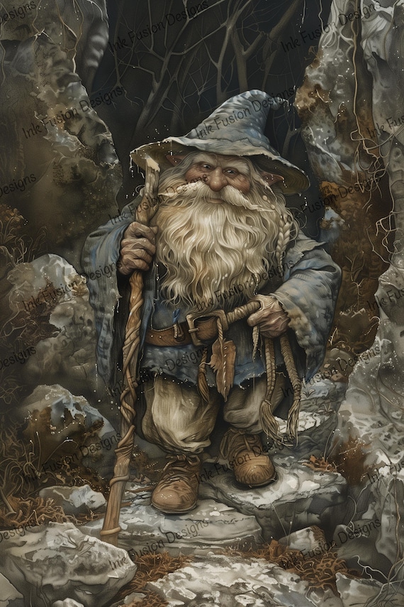 Mystical Gnome Art Print: Bilfur Mossroot Forest Poster
