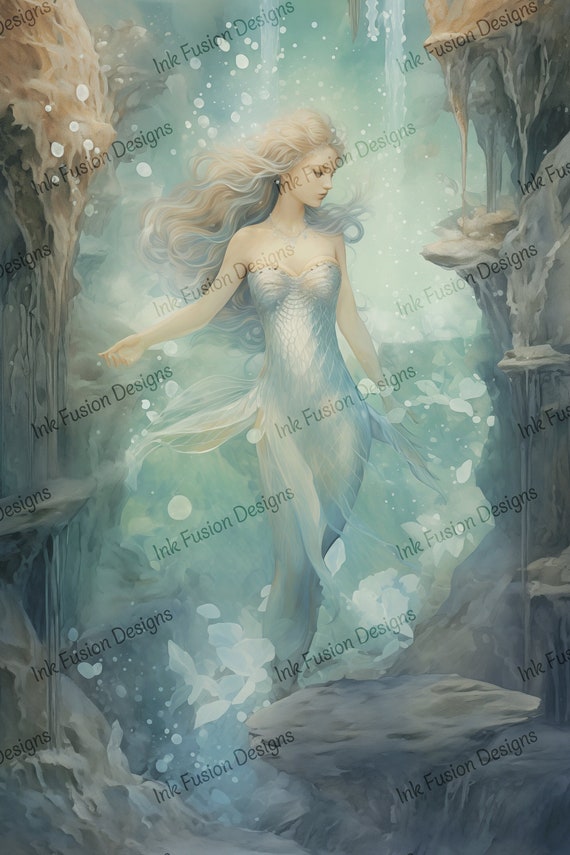 Mermaid Nymph Art Print: Ocean Grace Decorative Paper