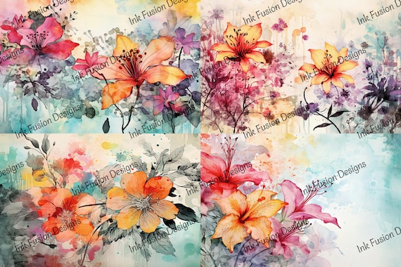 Tropical Hibiscus Watercolor Print: Island Floral Art Paper