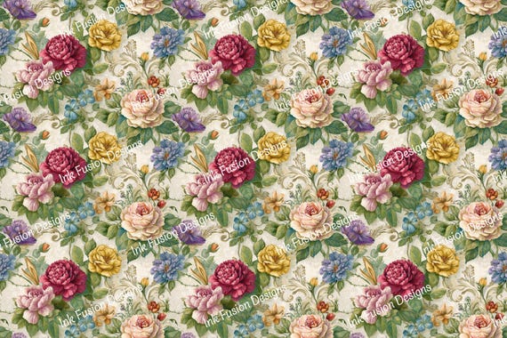 Victorian Rose Collage Paper: Botanical Art for Decoupage