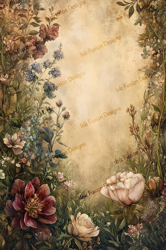 Vintage Floral Art Paper: Botanical Illustration, Decoupage Supply
