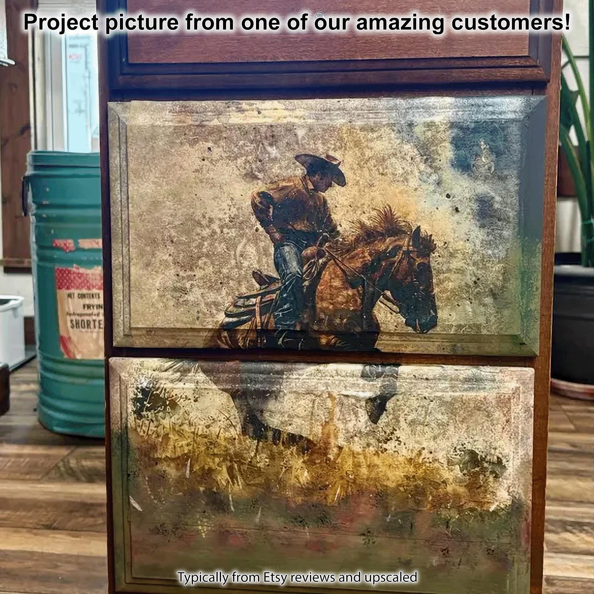 立ち上がる馬に乗ったカウボーイのアートペーパー：ワイルドウェストデコレーション - Etsy 日本, image size:2000x2000