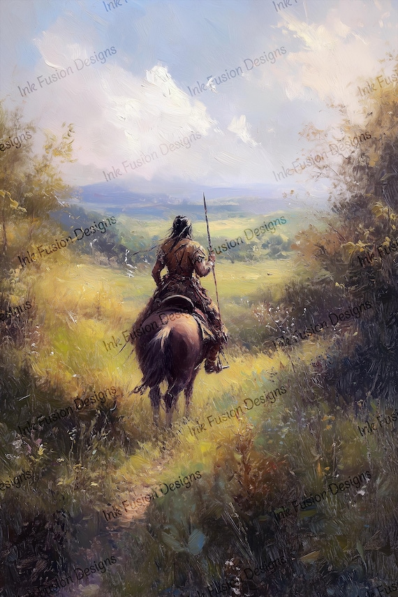 Plains Scout Art Print: Rustic Western Rider, Vintage Style