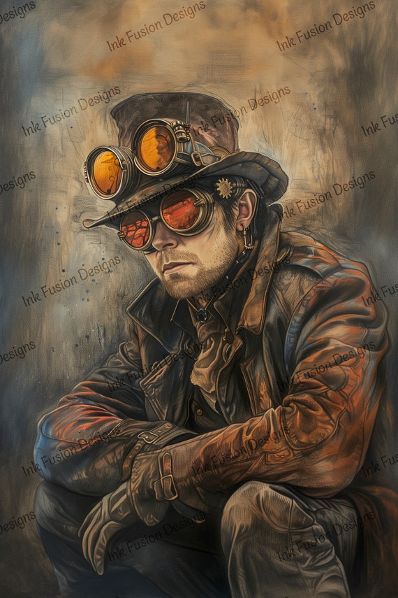 Steampunk Sentinel Art Print: Retro-Futuristic Decor Paper