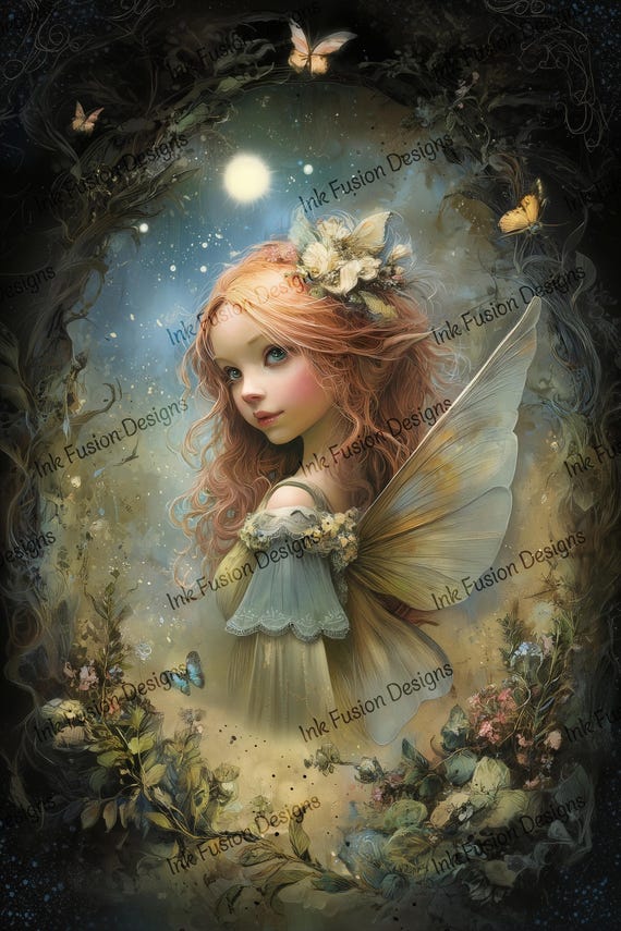 Fairy Art Paper: Ethereal Fantasy Illustration for Decoupage