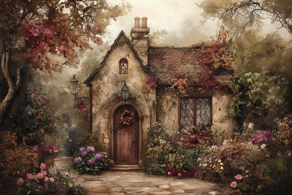 Cottagecore Cottage Print – Vintage Floral Farmhouse Wall Art