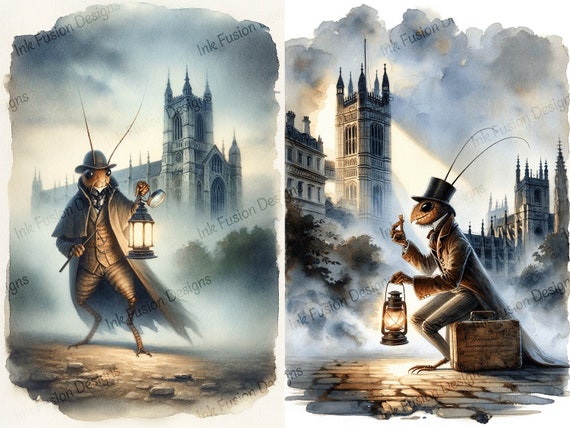 Sherlock Cricket Art Print: Victorian Steampunk Detective Decor