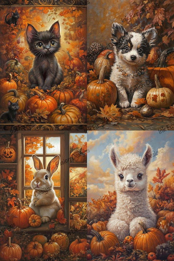 Autumn Animals Art Paper: Rustic Fall Friends Illustration