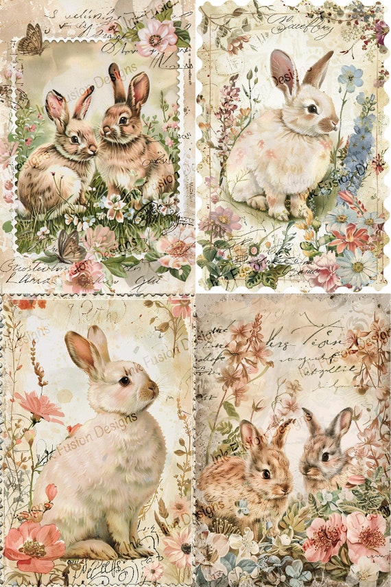 Bunny & Floral Art Paper: Springtime Decoupage, Scrapbooking