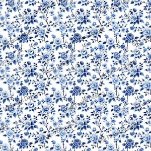 Symphonie de roses indigo | Papier d'art décoratif | Motif rythmique de découpage de fleurs bleues | Haute qualité | Plusieurs papiers et formats.