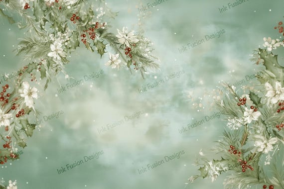 Winter Garland Art Paper: Holly, Pine & Berries - Decoupage Print