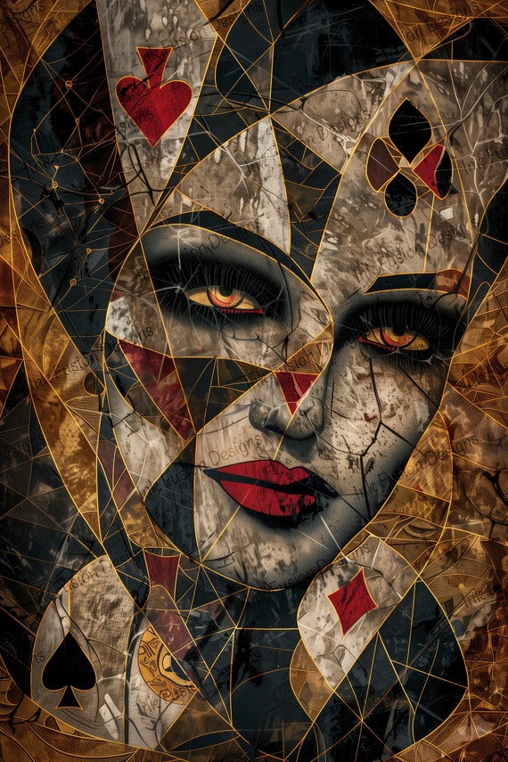 Harlequin Art Print: Venetian Jester Mask, Gothic Collage