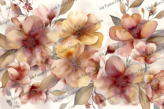 Watercolor Floral Decoupage Paper: Vintage Spring Blossoms